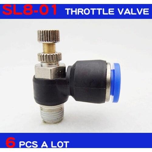 High quality SL8-01 6Pcs 8mm Push In to Connect Fitting 1/8" Thread Speed Flow Controller Air Valve