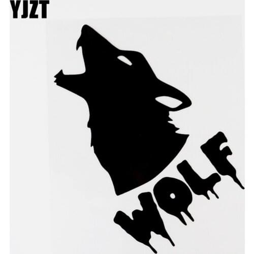 YJZT 13.5CM×17.3CM Fashion Animal Wolf Howled Vinyl Car Window Sticker Black/Silver 8C-0307