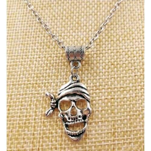 1pcs Fashion Vintage Skeleton Skull Head Halloween Charms Collar Sweater Chain Pendant Necklace Jewelry Gift