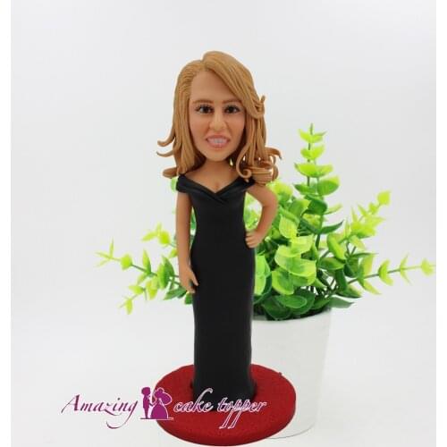 2019 AMAZING CAKE TOPPER Toys Black evening dress elegant And Groom Gifts Ideas Customized Figurine Valentines Day