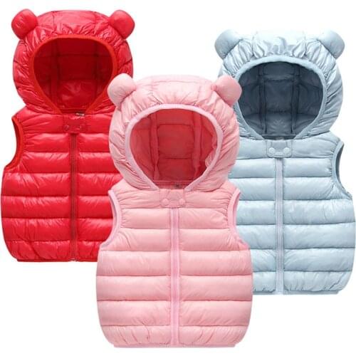 2019 Girls Boys Hooded Vests Childrens Cotton Warm Vest Autumn Winter Baby Girl Boy Waistcoat Outerwear Clothing Kids Clothes