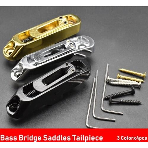 4Pcs Single Individual Bridge Saddles Tailpiece for Bass Guitar Replacement parts Black/Chrome/Gold