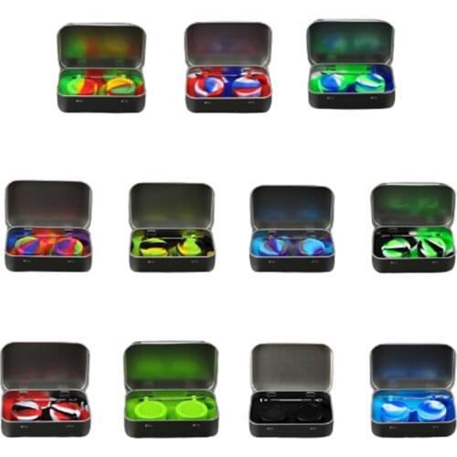 5ML Portable Silicone Wax Oil Tin Set With Picker Tool Mini Round Container Stainless Steel Jars Dab Travel Kit Cigarette Box