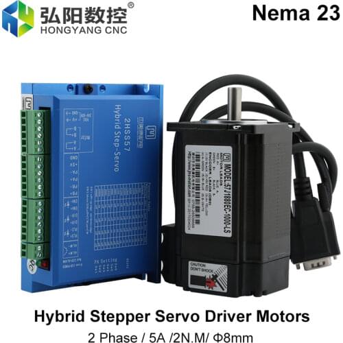 57 Closed Loop Stepper Motor Kit 2.0 Nm Nema23 Stepper Motor 57J1880EC-1000 Shaft Diameter 8mm+2HSS57 Driver +3m Encoder Cable