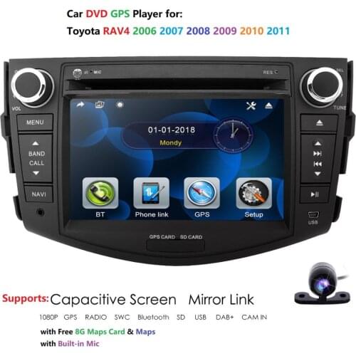 For Toyota RAV4 2006-2011 7" HD Autoradio GPS Navigation CD Bluetooth+Map+Camera Car Multimedia Player Head Unit Moto MirrorLink
