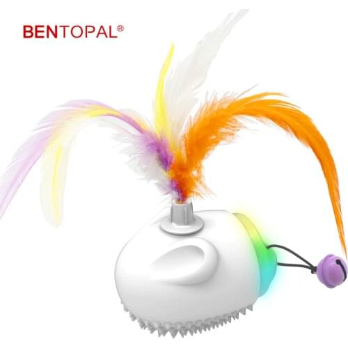 BENTOPAL - - Automatic Cat Toys with Feather and Jingle Bell USB-C LED Lights Indoor Smart Interactive Pet Toys Cat Funny Toys