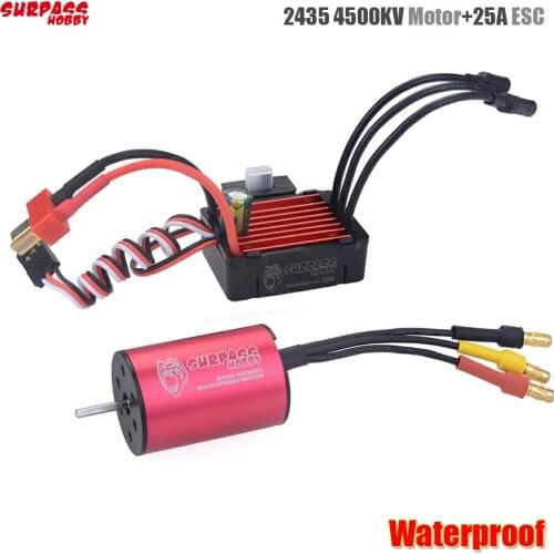 Surpass Hobby 2435 4500kv Brushless Motor + 25A Brushless Speed Controller ESC Waterproof 2S For 1/16 RC Car
