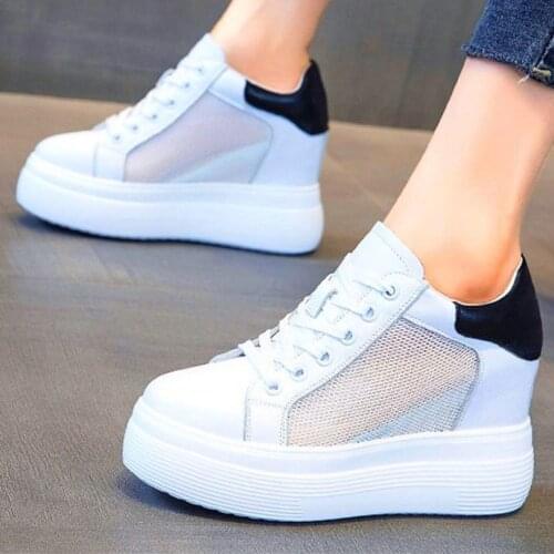 Casual Shoes Womens Breathable Cow Leather Ankle Boots Summer Sandals Platform Shoe Increasing Height Oxfords 34 35 36 37 38 39