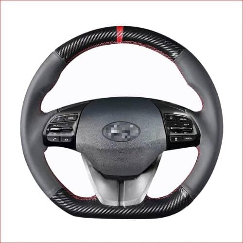 MEWANT PU Carbon Fiber Car Steering Wheel Cover for Hyundai Elantra 4 2016 2017 2018 2019 Ioniq 2017-2019