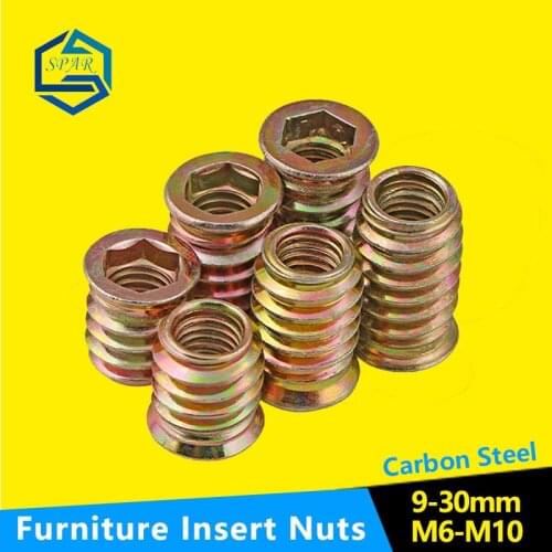 Zinc Alloy Iron Inside Carbon Steel Hex Socket Drive Insert Nuts Threaded Countersunk Hexagonal Pre-embedded Nut M6M8M10
