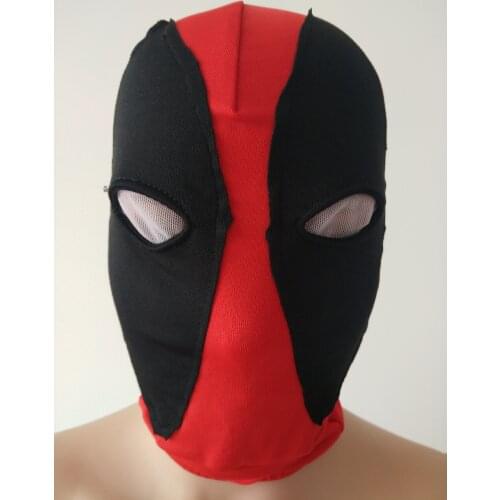 Halloween Deadpool mask Cosplay Costume Lycra Spandex Mask black&Red Adult one size