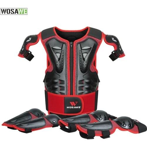 WOSAWE Children Three-piece Protective Gear Body Chest Spine Protector Elbow Knee Guard Moto Dirt Bike Kids Jacket Armor Gear