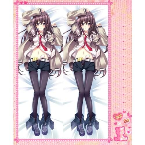 Anime Cartoon Steins;Gate Double-Sided Bolster Hugging Pillow Case Cover Pillowcase Peach Skin 2 Way / WT No.8066
