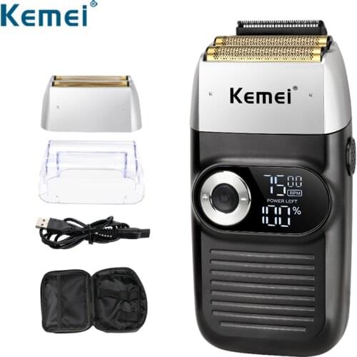 Kemei 2 in 1 Rechargeable Electric Shaver LCD Display Portable Cordless Men Reciprocating Razor Beard Trimmer