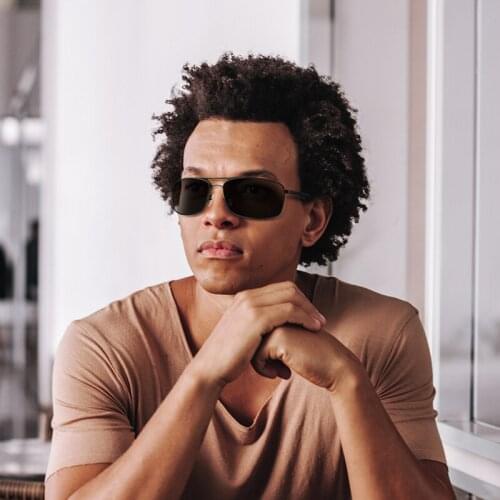 Logorela Design JM0022 Polarized Sunglasses Men Vintage Square Frame Retro Sun Glasses Square TR90 Elastic Leg glasses UV400