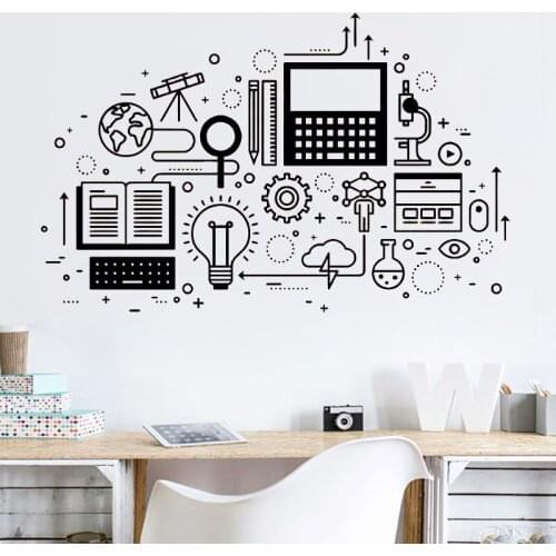 Science Education Vinyl Wall Sticker Computer Technology School Classroom Decor Wall Decal for Office Decortion Wallpaper Z275