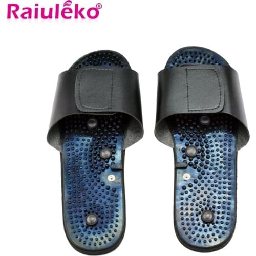 New Tens Acupuncture Therapy Electrode Massage Slippers Body Foot Relaxing Massager Machine Physiotherapy Slippers Rubber Black