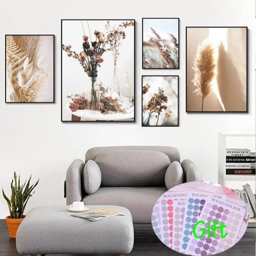 Poster Home Decor Stickers Decoration 1Pc Wall Stickers Simple Dried Flowers Hay Combination Decorative Paintings Living Room