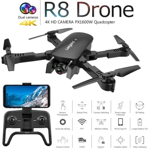 R8 Radio Controlled Drone 4K Optical Flow Positioning GPS FPV Camera HD Brushless RC Helicopter Quadrocopter Drone Camera Toys