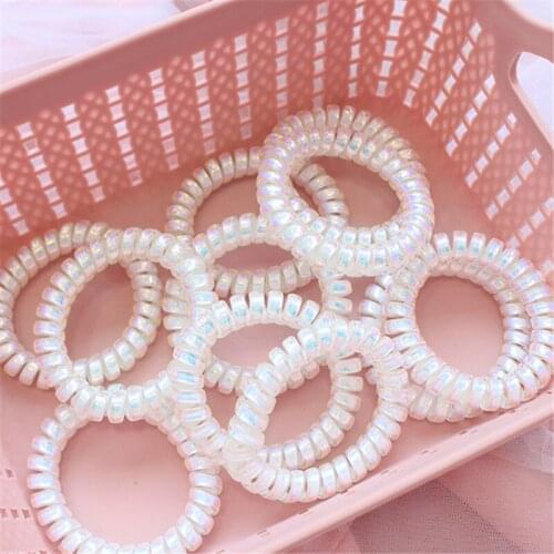 5pcs/set Fashion Girls Bright Shining Telephone Line Wire Elastic Hair Bands Tie Gum Ponytail Holder Women Hair Accessories