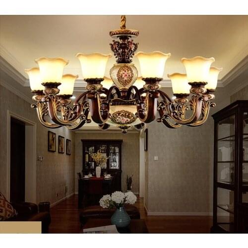 Luxury European style chandelier living room American retro bedroom dining room combination lamp