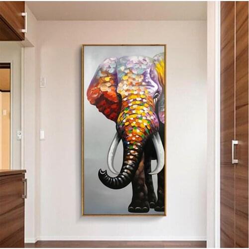 Hand painted oil painting Home decor painting High quality knife painting African elephants pictures art gift DM1901