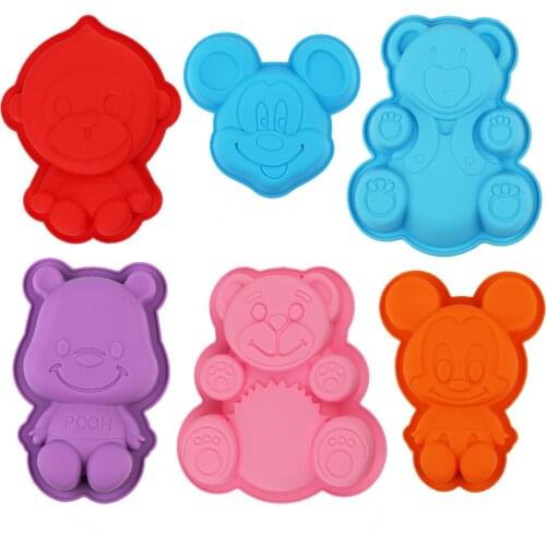 Silicone cupcake Mold 3d Animal bear Shapes baking Tools Non-stick Silicone cake mold Jelly and Candy Mold hot sale DIY cute