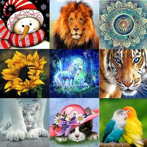 Tiger Full Display Round Animal Diamond Embroidery 5D Diamond Painting Diamond Mosaic Rhinestone Picture Dimnd Needlework