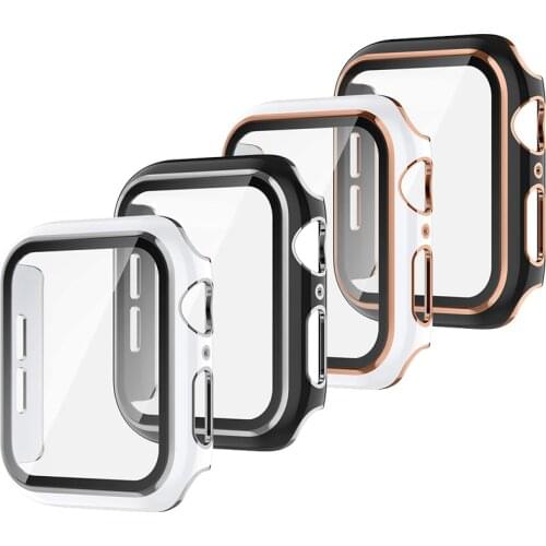Glass+Cover For Apple Watch Case 44mm 40mm 42mm 38mm iWatch series Se 6 5 4 3 2 bumper+Screen Protector apple watch Accessories
