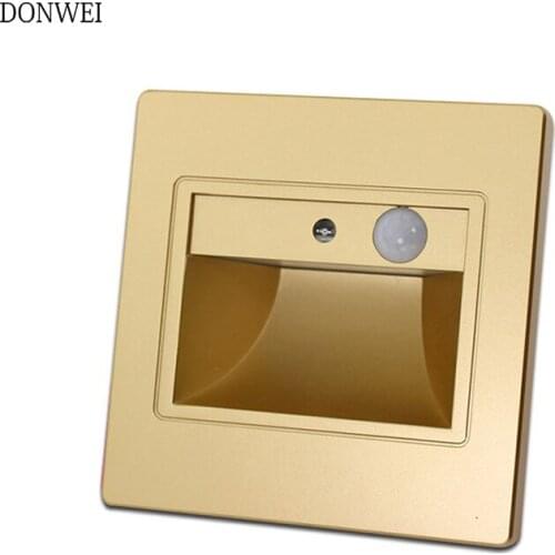 Human body induction Footlight LED Stair Light Step Light 3W 85-265V Recessed Corner wall light indoor Staircase Pathway lights