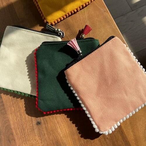 Japanese Beautiful Tassel Coin Purse Solid Color Storage Mini Wallet Portable Sorting Travel Sanitary Napkin Small Canvas Pouch