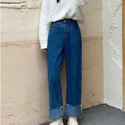Woman Jeans High Waist Clothes Wide Leg Denim Clothing Blue Streetwear Vintage Quality 2021 Fall Fashion Harajuku Straight Pants