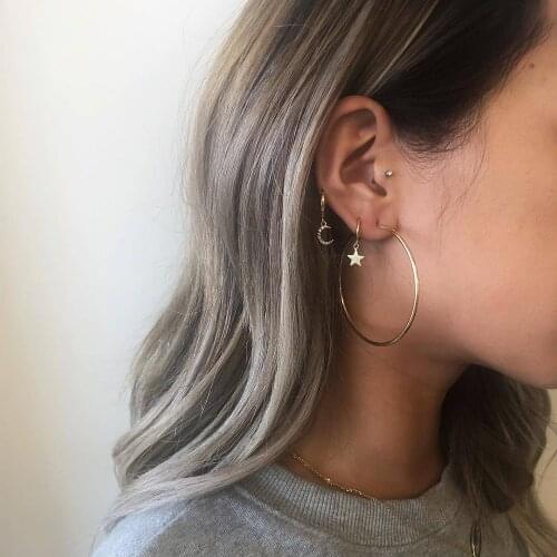 MAA-OE New Bohemian Big Ring Star Moon Rrystal Earrings 2019 For Women Lover Drop Dangle Fashion Earring Gold Jewelry Wholesale