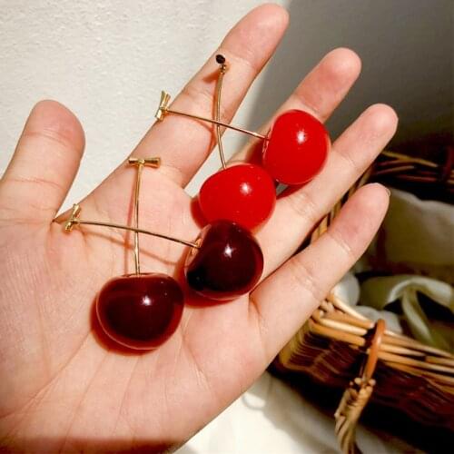 New Japan Korean Cherry Shaped Drop Earrings For Women Sweet Girls Cute Brincos Line Pendientes Jewelry Gifts