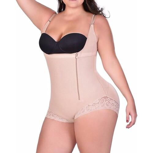 S-6XL Zip up Tummy Control Slimming bodysuit body shaper Waist trainer with butt lifter butt enhancer for post partum women E118