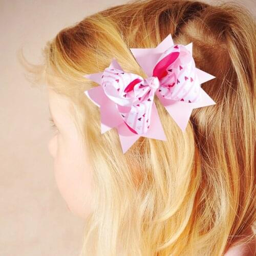 1pair Infant Butterfly Hairclip Baby Girls Love Print Hair Ties Clip Toddler Kids Bowknot Hairpin Headwear Girl Accessories Pink