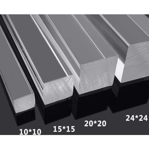 100mm long 3/4/5/8/10/15/20/25/30mm side length Acrylic square rod transparent stick bar solid baton clear cudgel club customize