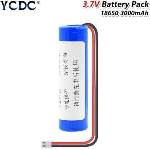 3.7V 3000mAh 18650 Battery Pack 18650 Lithium Li-ion Batteries Rechargeable With XH 2.54mm 2pin Plug For Rc Boat DIY Power Bank