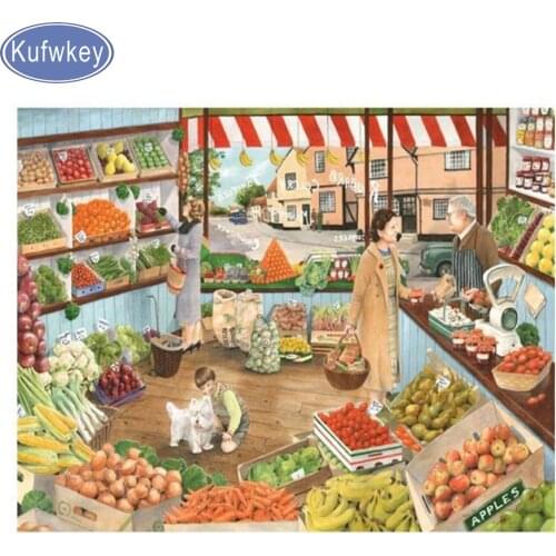 Diy full diamond embroidery "fruit store"mosaic 5d diamond painting cross stitch landscape square rhinestone painting 3d picture