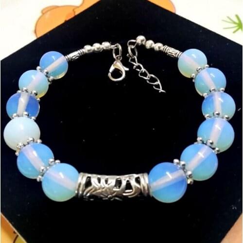 Free shipping New Top beautiful Tibetan Silver White opal Bracelet 7.5 ~ 8 inches