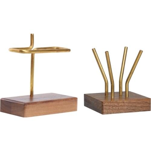 634E Coffee Filter Holders Black Walnut Wood Base Coffee Filter Brewing Stands Coffee