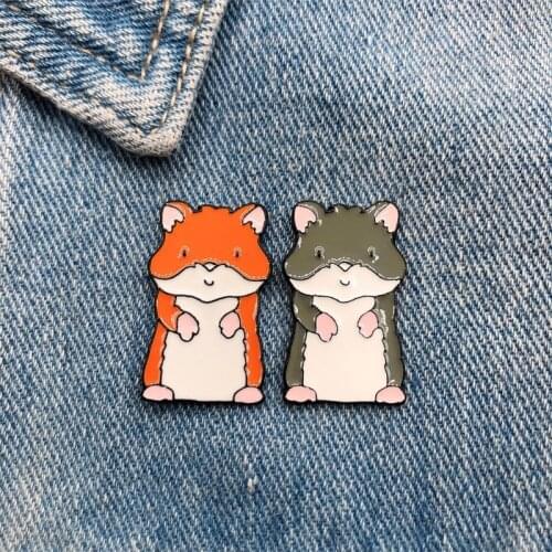 Cartoon Cute Animal Cat Dog Mouse Squirrel Enamel Brooch Alloy Badge Cowboy Clothes Bag Pin Accessories Jewelry Gift For Friends
