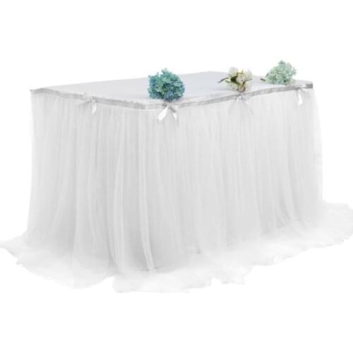 Halloween Birthday Tulle Table Skirt Christmas Wedding Tutu Cloth Baby Shower Banquet Party Home Decor