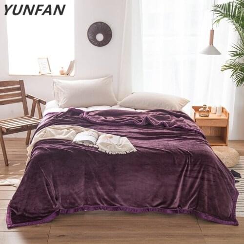 Purple fleece blankets and throws Adult Thick Warm winter Blankets Home Super Soft duvet luxury Blankets twin queen king blanket