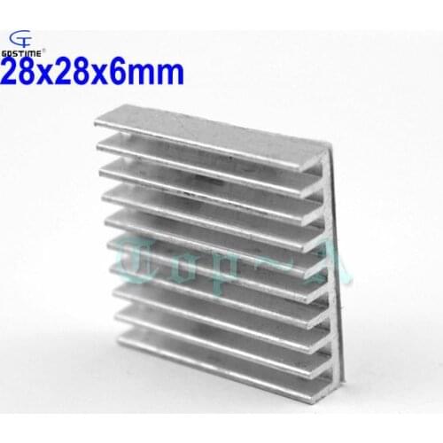 Gdstime 200pcs 28x28x6mm Heat Sink Extruded Aluminum Heatsink Radiator Cooling Fan 28*28*28*6mm