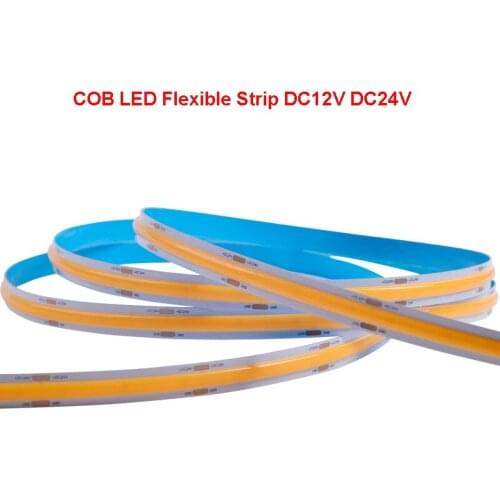 50m Flexible led strip soft cob light DC12V 24V 378leds/m 420leds/m 504leds White/Warm White/Yellow/Red/Blue/Green 0.5m-5M