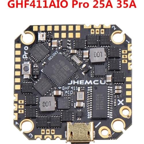 JHEMCU GHF411AIO Pro F4 OSD Flight Controller Built-in 25A/35A BLheli_S 2-6S 4in1 Brushless ESC for Toothpick Drone FPV Racing