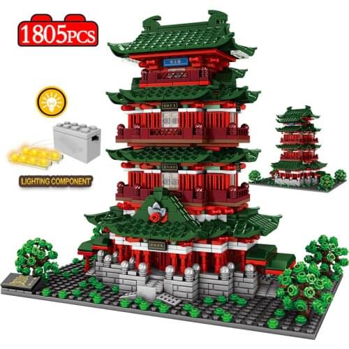 City Famous Architecture Street View House Building Blocks Tengwang Pavilion Yellow Crane Tower Bricks Toys For Children