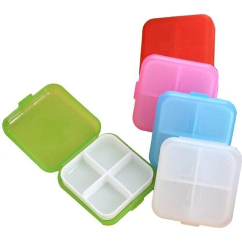 4 Slots Medicine Case Organizer Container Plastic Pill Drug Boxes Compartment Medicine Tablet Holder Travel Ring Packaging Box