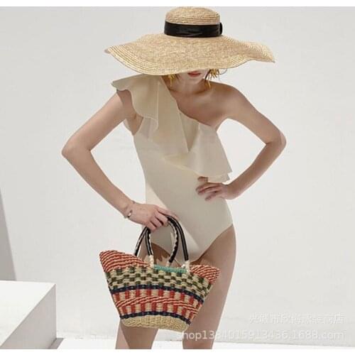 Swimsuit Monokini One Piece Swim Suit Swimsuits Woman Womens Sport Ruffle Falbala Covering Female Korean Solid Push Up Swimsuit